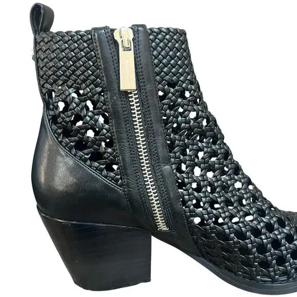Michael Kors Black Augustine Woven Ankle Boots Size 7.5 Open Weave - Picture 8 of 15
